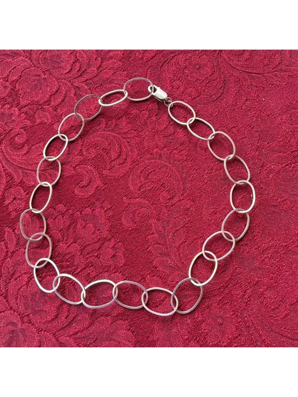 Vintage Sterling Silver 925 Open Oval Link Chain Necklace 17" Choker 1/2" 12.5g